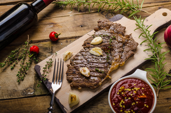 Rib eye steak with wine Stock photo © Peteer