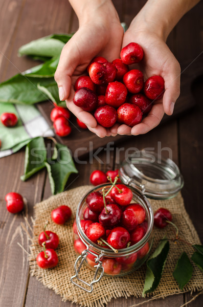 Stock photo: Freshly picked cherries