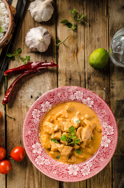 Chicken curry with herbs Stock photo © Peteer