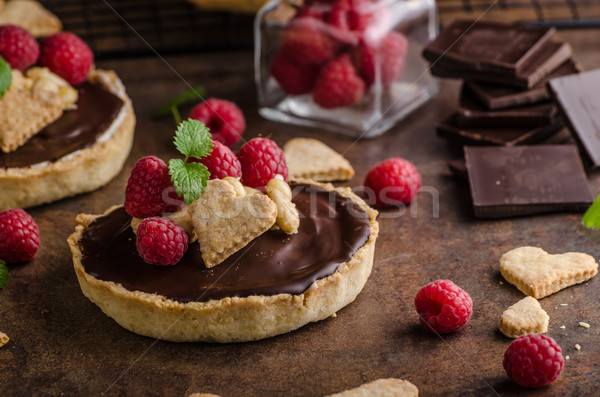 Chocolate tartalets with nuts Stock photo © Peteer