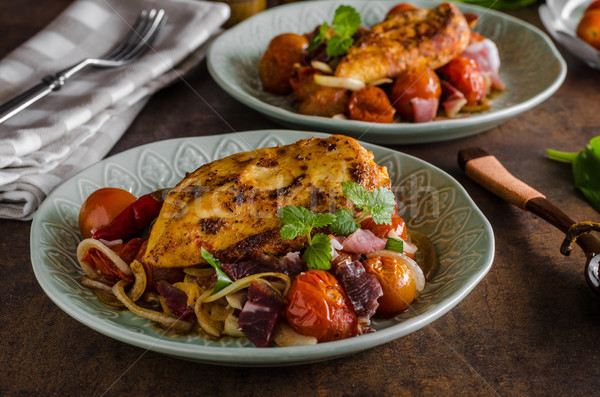 Pollo alla griglia bistecca vegetali alimentare seno Foto d'archivio © Peteer