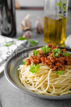 Pasta tomates queso parmesano italiano comida mesa Foto stock © Peteer