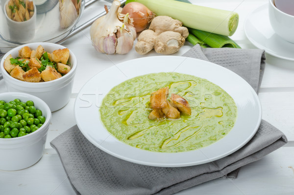 Soup of young peas Stock photo © Peteer