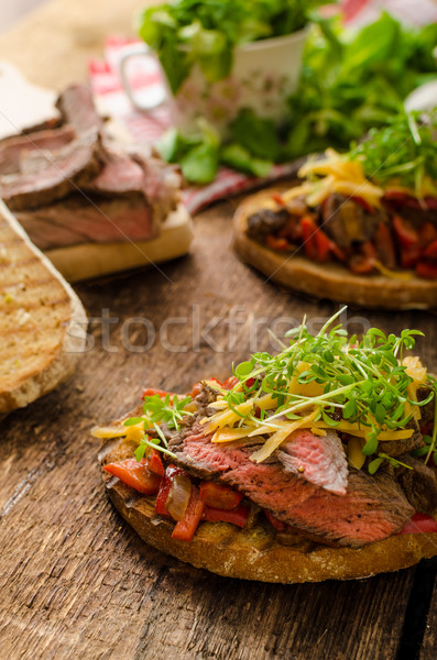 Brood paprika chili biefstuk cheddar Stockfoto © Peteer