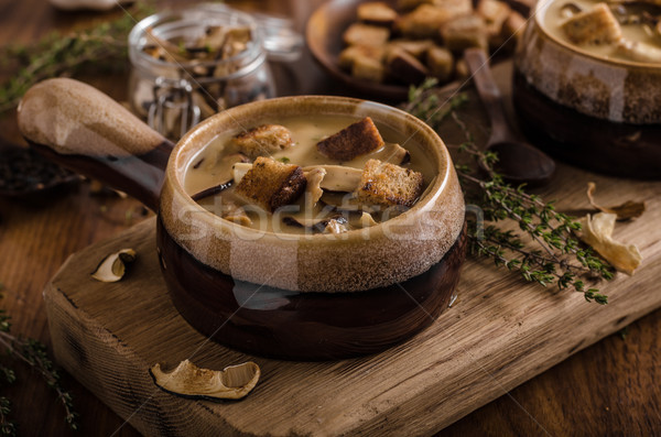 Rustykalny grzyby zupa czech lasu świeże Zdjęcia stock © Peteer