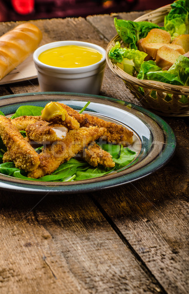 Mais pollo spinaci toast senape Foto d'archivio © Peteer