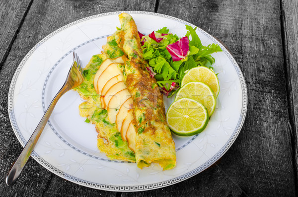 Vegetarian scallion omelette Stock photo © Peteer