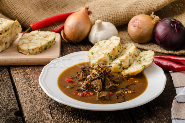 Classic Czech goulash with dumplings Stock photo © Peteer