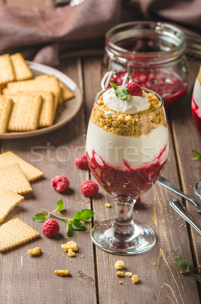 Sajttorta desszert üveg finom egyszerű friss Stock fotó © Peteer