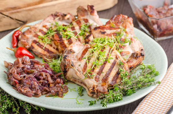 Grilled pork chops Stock photo © Peteer
