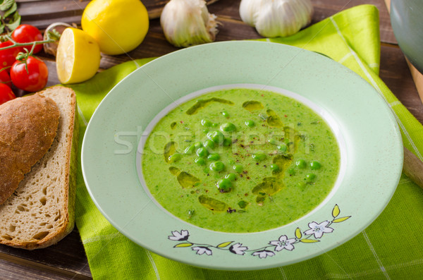 Peas soup with bread Stock photo © Peteer