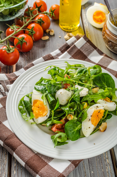 Lamb lettuce salad with eggs Stock photo © Peteer