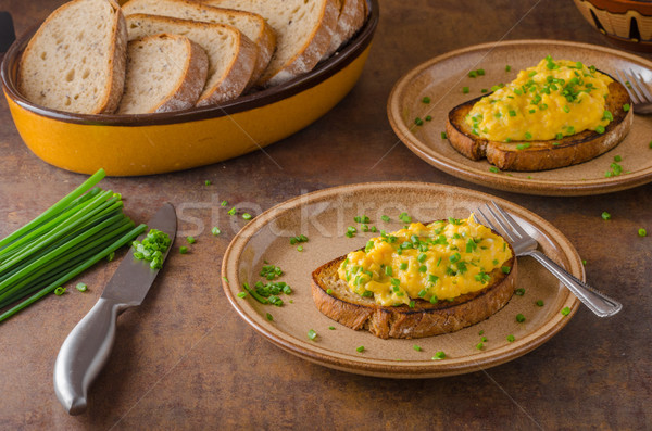 Rührei Kräuter einfache voll Protein Frühstück Stock foto © Peteer