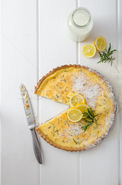 [[stock_photo]]: Citron · tarte · romarin · sweet · lait · fraîches