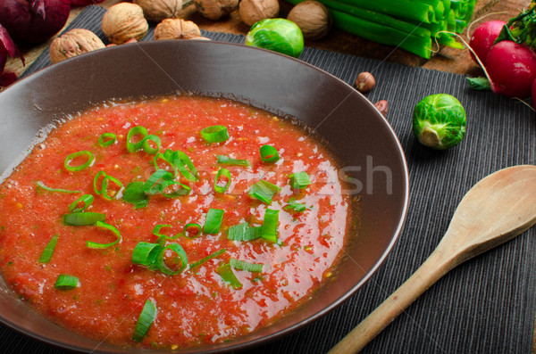 Quente salsa tomates primavera cebola vermelho Foto stock © Peteer