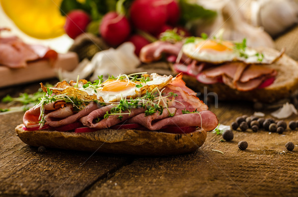 Gerookt ham sandwich rustiek brood Stockfoto © Peteer