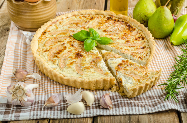 French quiche stuffed cheese and pears Stock photo © Peteer