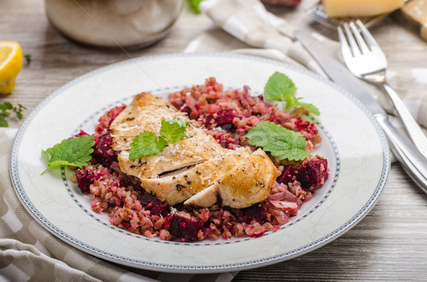 Chicken steak with buckwheat porridge Stock photo © Peteer