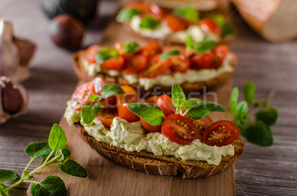 Fresh cheese panini bread with herbs Stock photo © Peteer