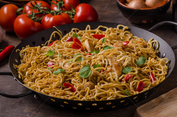 Chinese noodles chicken Stock photo © Peteer