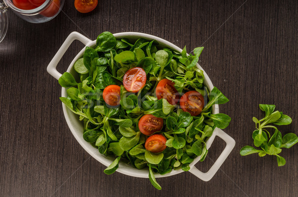 Lamb lettuce salad, tomatoes and herbs Stock photo © Peteer