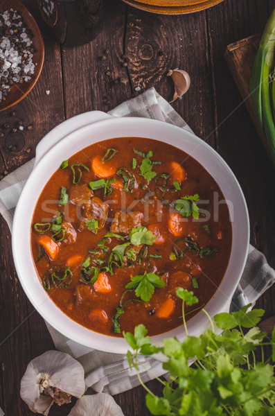 Ragoût de boeuf carottes alimentaire photographie herbes à l'intérieur [[stock_photo]] © Peteer