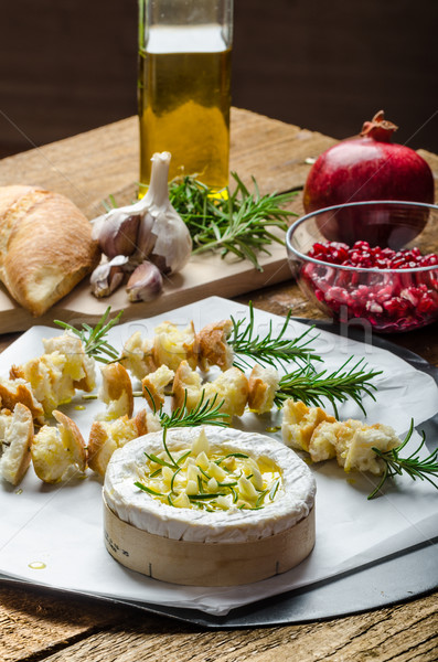 Prepareing for Baked Camembert with Garlic & Rosemary Stock photo © Peteer