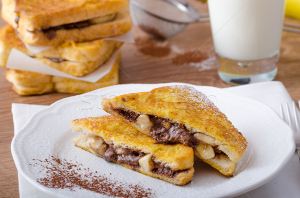 French toast stuffed with chocolate and banana Stock photo © Peteer