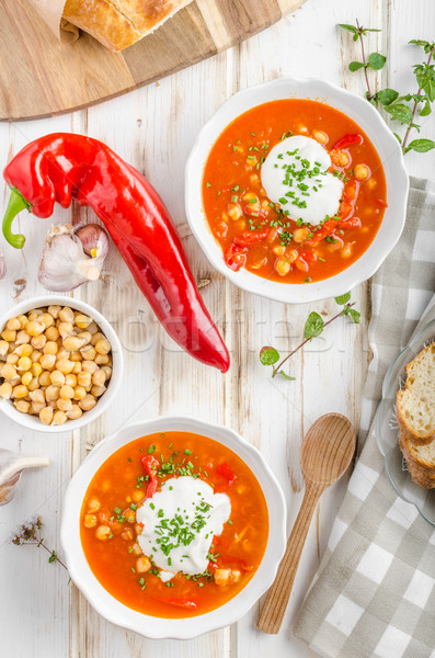Stock photo: Chickpea soup with pepper