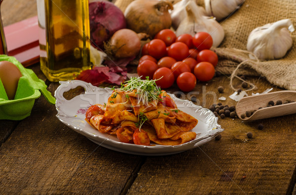 Pasta arrabiata with chilli and garlic organic Stock photo © Peteer