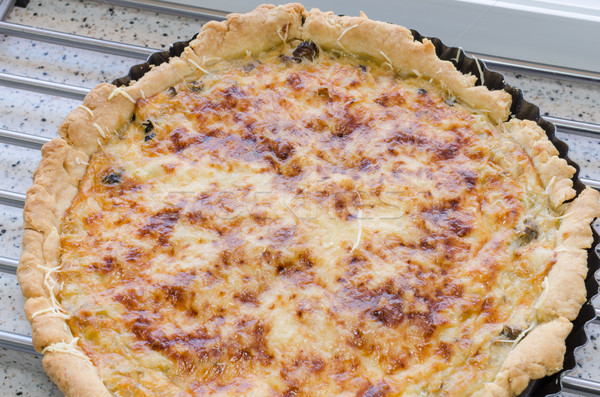 French quiche with onion, leek and mushrooms Stock photo © Peteer