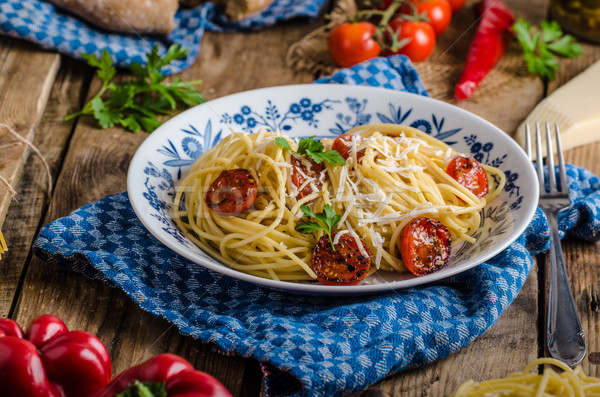 Italiano pasta tomates parmesano rústico Foto stock © Peteer