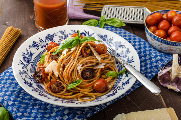 Wholemeal pasta with roasted tomato Stock photo © Peteer