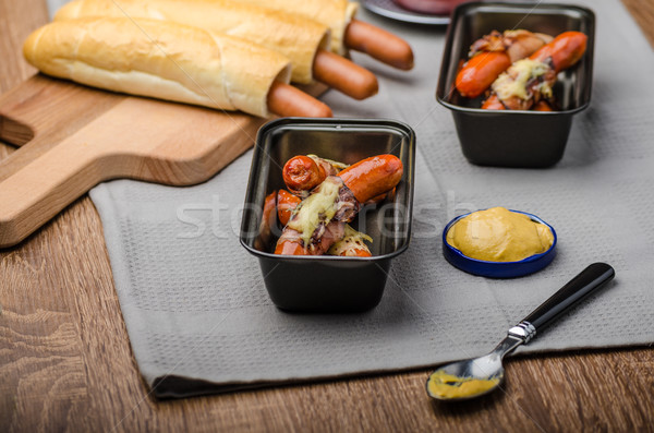 Worst gewaad spek kaas hot dog Stockfoto © Peteer