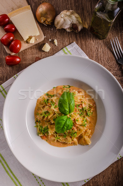 Pasta with tomato sauce with garlic Stock photo © Peteer