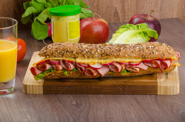Wholemeal baguette with smoked rump Stock photo © Peteer