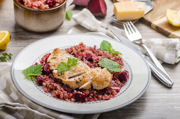 Chicken steak with buckwheat porridge Stock photo © Peteer