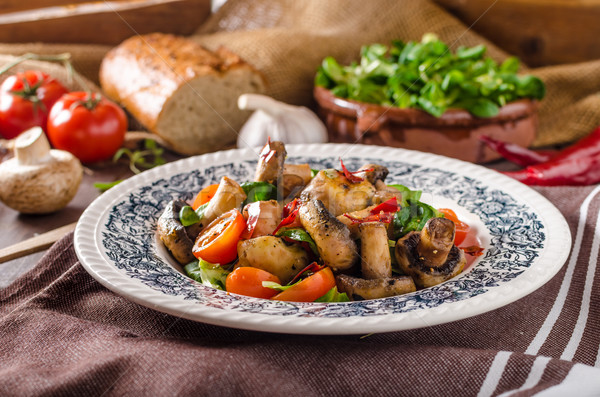 Warm mushroom salad with chilli Stock photo © Peteer