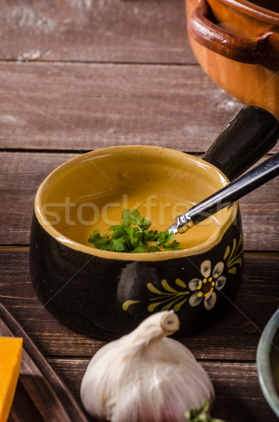 Nachos with homemade cheese dip Stock photo © Peteer