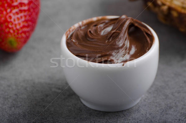 Stock fotó: Teljes · kiőrlésű · kenyér · friss · eprek · csokoládé · háttér