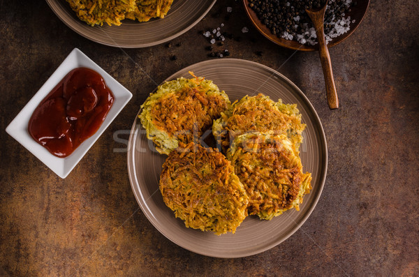 Delish potato pancakes with ketchup Stock photo © Peteer