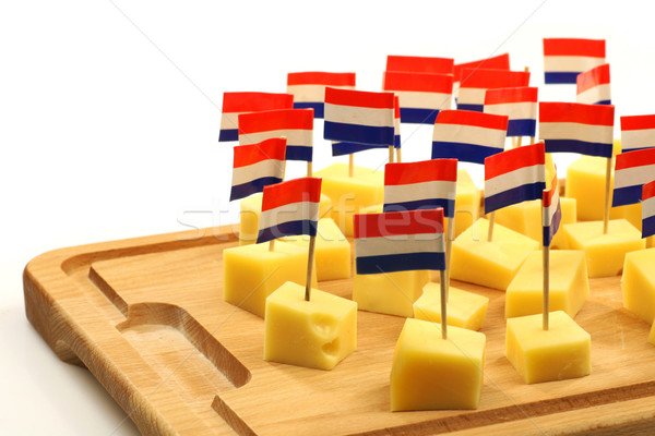 blocks of Dutch cheese on a wooden tray Stock photo © peter_zijlstra