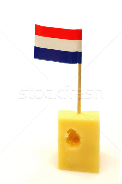 Dutch cheese with a little Dutch flag toothpick Stock photo © peter_zijlstra