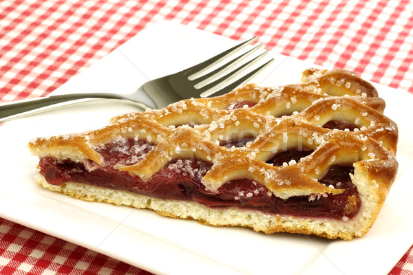 slice of decorated cherry pie called 'vlaai' Stock photo © peter_zijlstra