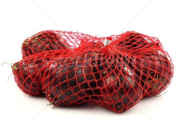 Foto stock: Rojo · cebollas · plástico · neto · blanco · textura