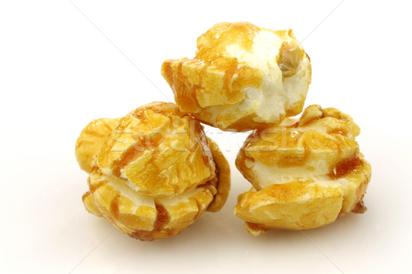 Stücke Karamell Popcorn weiß Mais Dessert Stock foto © peter_zijlstra
