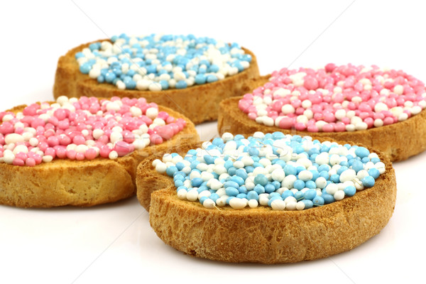 rusks with white and blue and white and pink anise seed sprinkles Stock photo © peter_zijlstra
