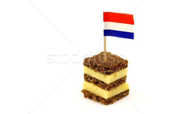 traditional dutch layered rye bread and cheese snack Stock photo © peter_zijlstra