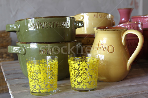 Poterie différent couleurs mur verres [[stock_photo]] © peter_zijlstra