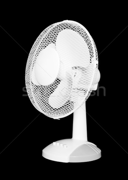 Escritorio ventilador blanco aislado negro Foto stock © peterguess